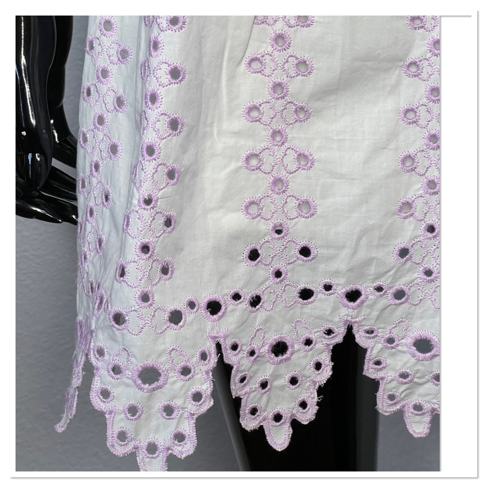 Sugar + Lips 2 Show Stopper White & Purple Embroidery Trimmed Dress Sz S NWT - Picture 6 of 12